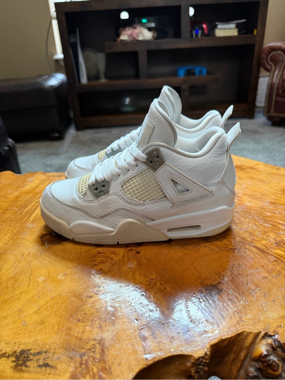 Jordan 4 Retro Pure Money 2017 GS Size 3.5Y Women's 5 White Silver 408452-100